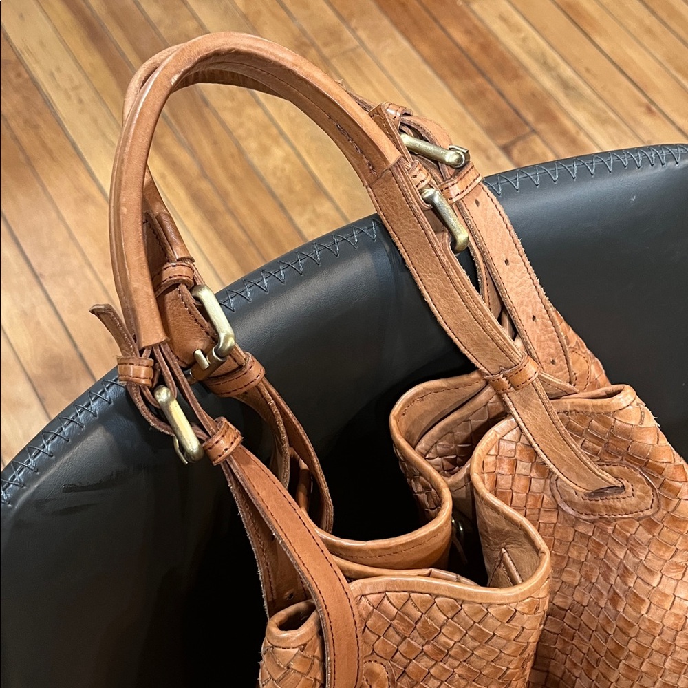 Genuine woven leather large shoulder bag - Picture 8 of 13